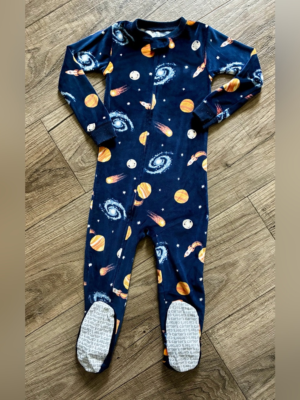 Carter's Navy Space Planet Footed One-Piece Pajamas